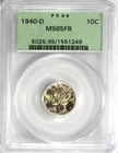 1940-D Mercury Dime PCGS MS-65 FB "Old Green Holder" #GA6-49