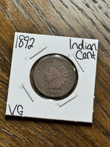 1892 Indian Head Cent Penny VG Very Good Better Date US 1c Type Coin (Raw18587)