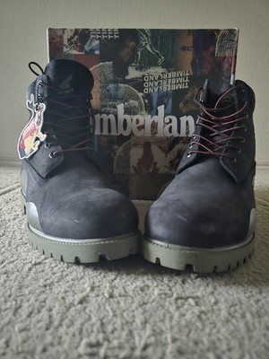 Timberland Premium Men's 6 Inch Waterproof Boots (Black/Green) Nubuck, Size 13M.