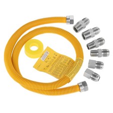 48" Flexible Gas Hose Connector Kit Gas Line for Dryer, Water Heater, Stove- ...