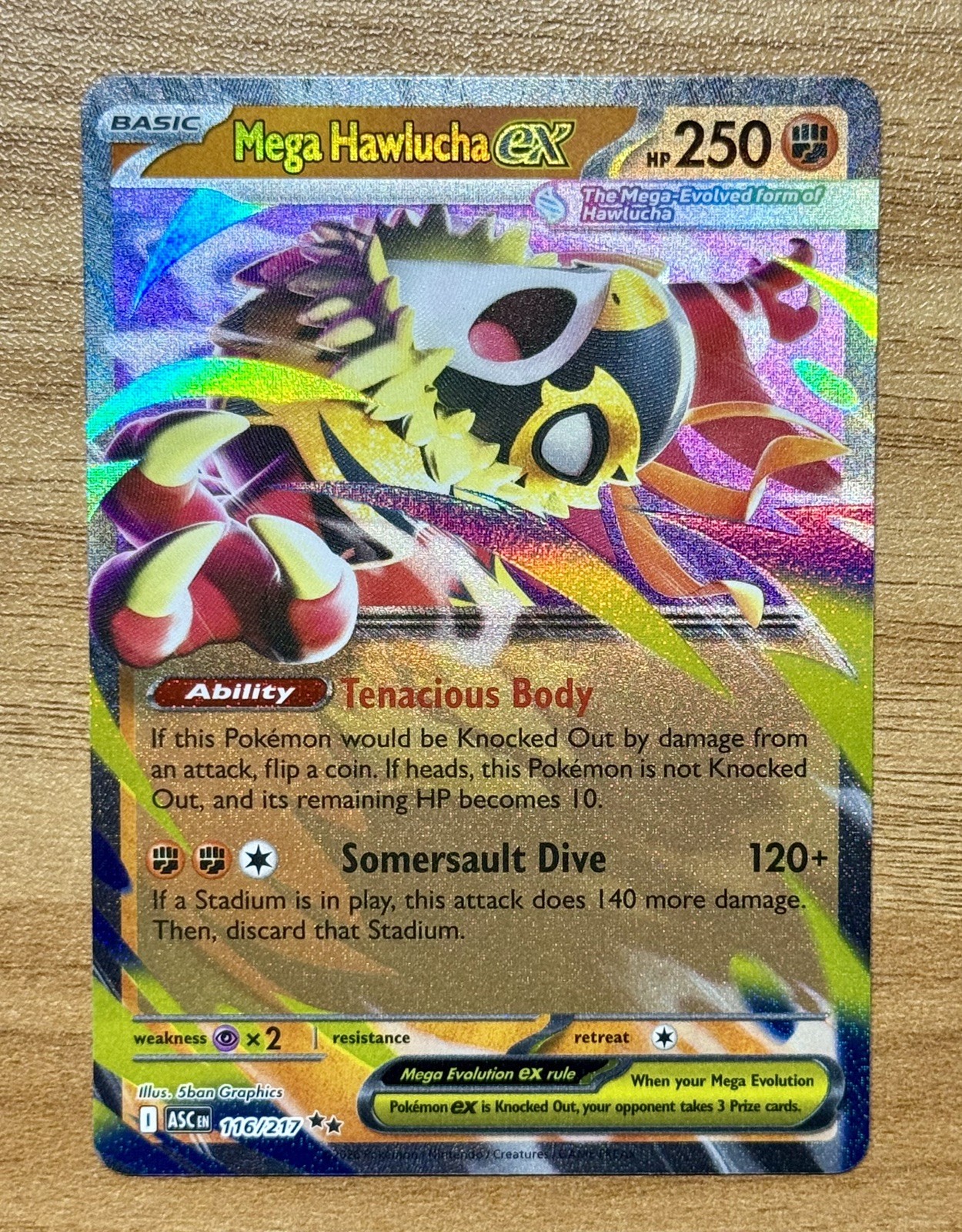 Pokemon Mega Hawlucha ex 116/217 Ascended Heroes Double Rare - NM/Mint