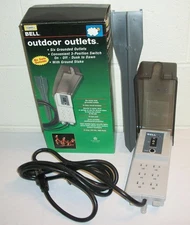 Hubbell Bell Outdoor Outlets Six 6 Grounded Outlets with Dusk Dawn Switch FB3009