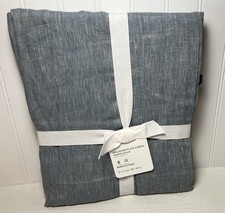 Pottery Barn Belgian Flax Linen Hemstitch Shower Curtain Chambray Blue 72  x. 72  