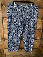 Tommy Hilfiger Stretch Pants Women  s 16W Blue  White Floral