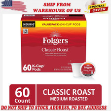 Folgers Classic Roast, Medium Roast Coffee, Keurig K Cup Pods, 60 Count Box