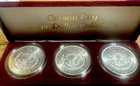 Lot of 3 1882-83-84 CC Morgan Silver Dollars MS BU 3 Coin Set With Box
