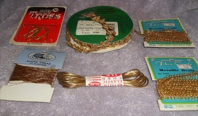 GOLD METALLIC ELASTIC THREAD GOLD 10YD 3/4 W BRAID 3YD TRIM CRAFTS SEWING NEW