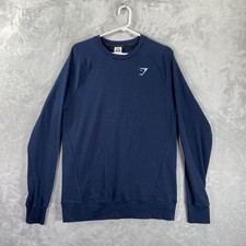 Gymshark Sweatshirt men's Medium Bold Crew Neck Pullover Blue Slim Lightweight
