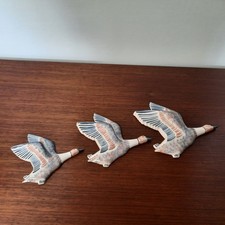 Set Of 3 Graduated Flying Duck Wall Plaques Rye Pottery Hand Made in 1980s - VGC