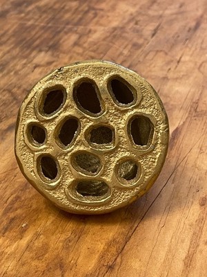 Vintage Brass Seed Pod Paperweight Heavy Sculptural