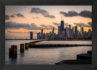 Gerahmtes Wandbild Poster Leinwanddruck Bild Enjoying a Chicago Sunset