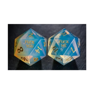Crystal Maggie Dice Chonk d20 F**k Me/You - Opalite w/Gold New