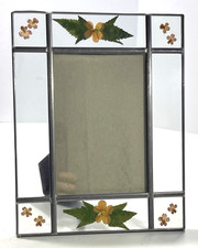 Dried Pressed Yellow Flowers Glass PICTURE FRAME Holds 4x6 Picture Vintage