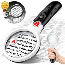 Compact Magnifying Glass with Lights,45X 10X 5X Small Handheld Lighted Magnifier
