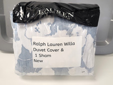 Ralph Lauren Willa Floral 2Pc. KING Duvet Cover  One Sham Chambray/Cream Cotton