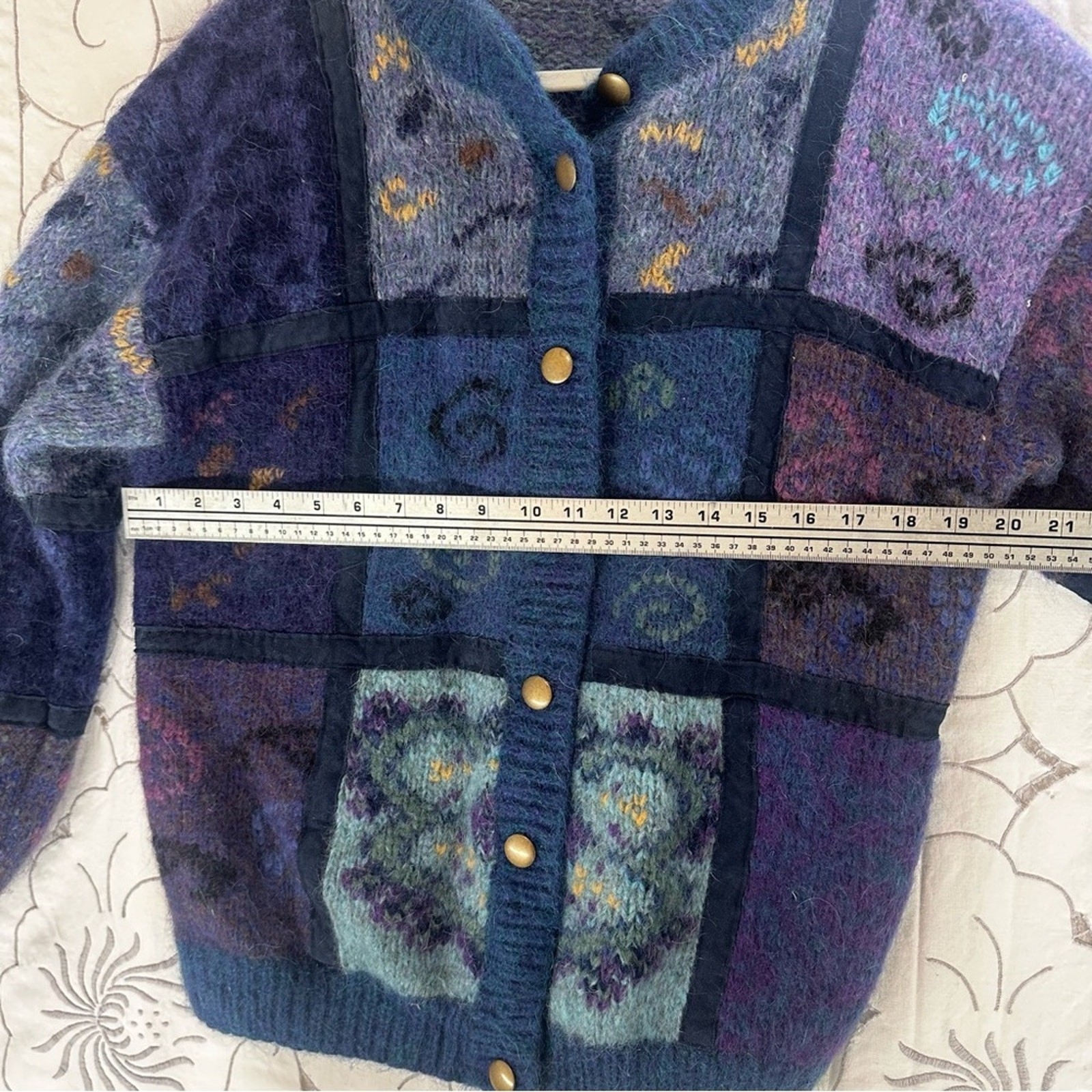 Multicolor Argentina WOOL Patchwork Cardigan - Bl… - image 10