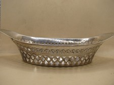 Sheffield 1894 Sterling Silver Navette Shaped Silver Basket With pierced Detail