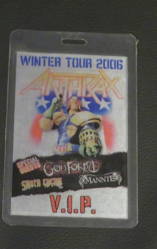 2006 Anthrax God Force Manntis Vip Tour Used Laminated Pass
