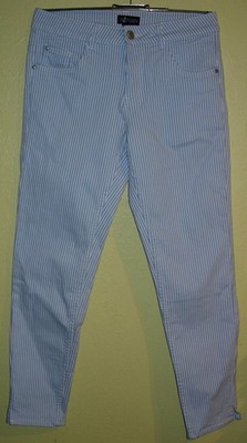 25) blue white striped women's stretch jeans size 38 - UP 2 fashion fashion