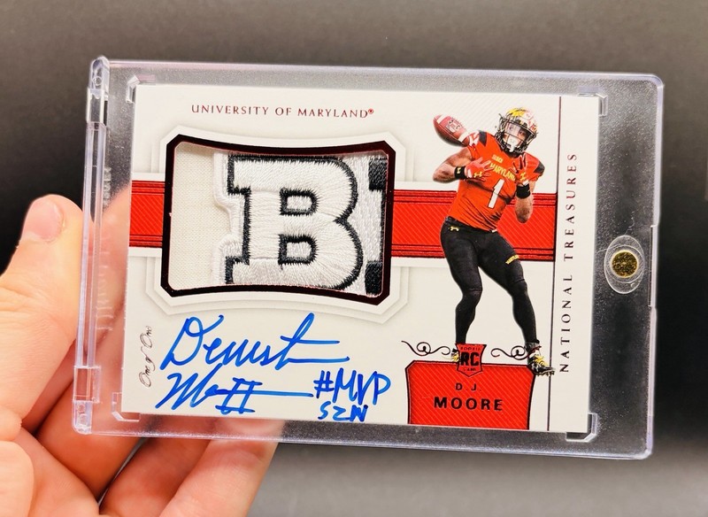 2018 Panini National Treasures DJ Moore 1/1 RPA Collegiate One of One Patch RC