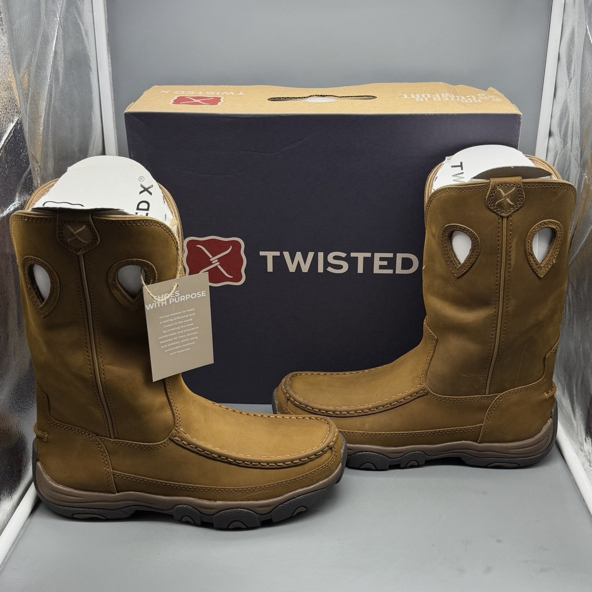 Twisted X 11” Pull On Hiker Boots 8.5 M Distressed Saddle  display picture 1