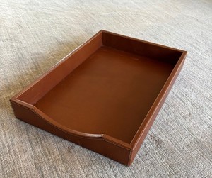 Vintage Coach brown leather valet desk letter tray catchall box organizer