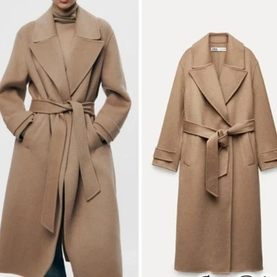 Zara Oversize DOUBLEFACE-MANTEL mit WOLLE Frühling/Herbst Gr.M Beige NEU 199€ - Bild 1 von 4