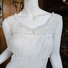 Vintage 50s Cheesecake 2 Pc Sheer Nightgown Chiffon Huge Puff Peignoir Robe M/L