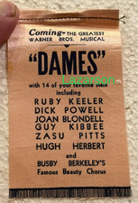 DAMES RARE SILK USHER BADGE BUSBY BERKELEY KEELER POWELL BLONDELL ZASU PITTS 34
