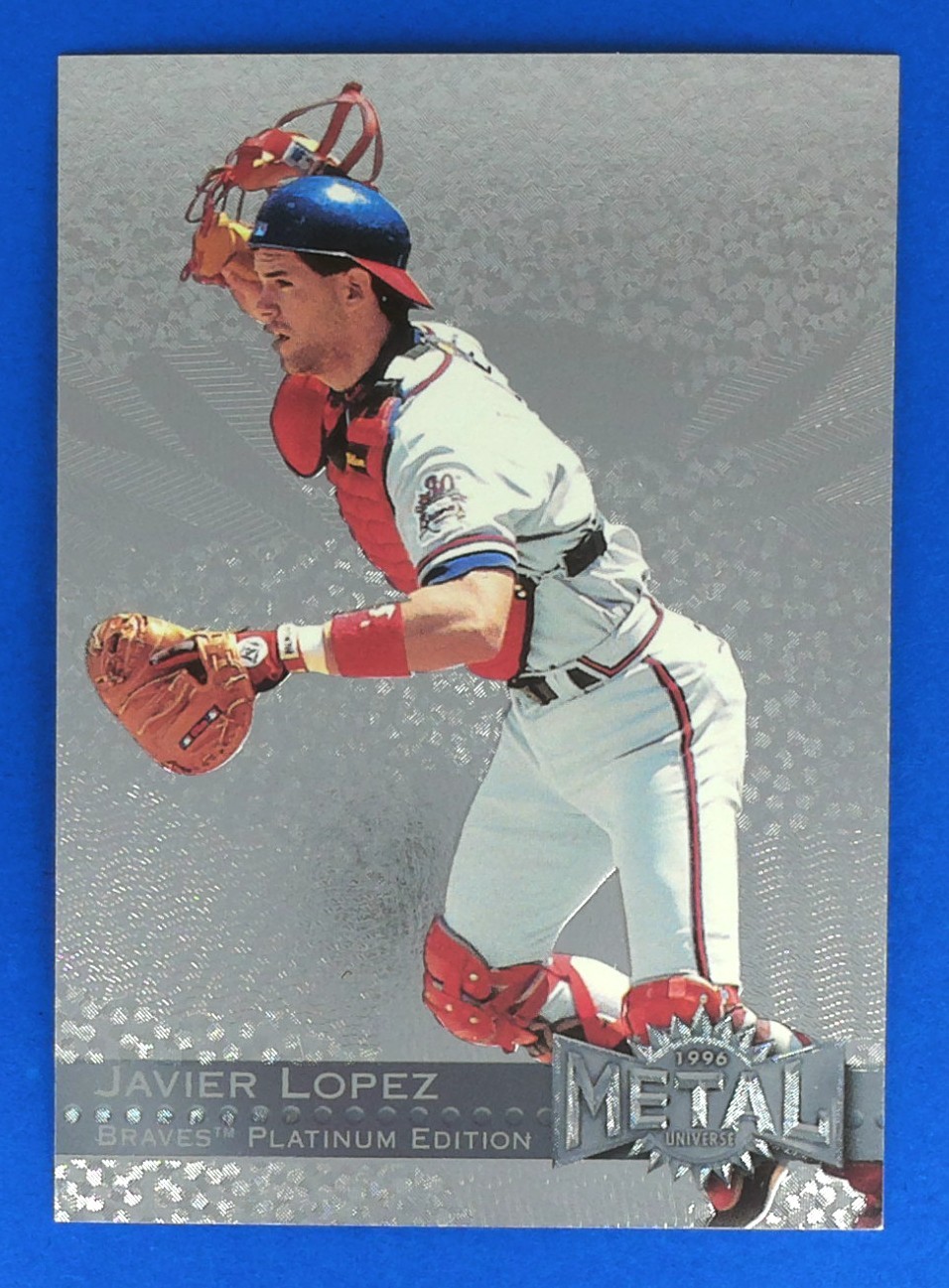 1996 Metal Universe Javier Lopez #133 BASEBALL CARD Atlanta Braves Platinum