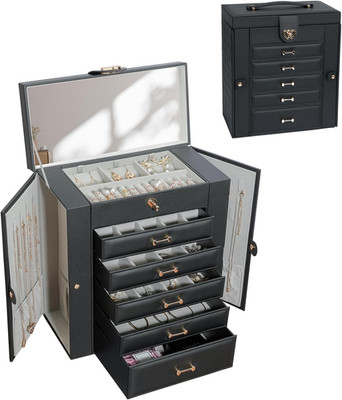 Large Jewelry Box,Jewelry Organizer Box with 5 Drawers,6-Tier Jewelry Holder Org