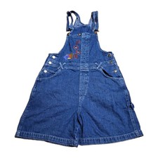 Disney Pooh Overalls Shorts Winnie The Pooh Denim Bibs Womens Vtg Medium 90s