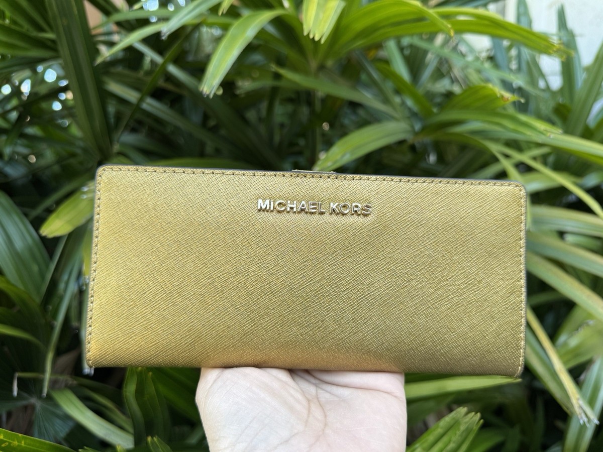 MICHAEL KORS JET SET TRAVEL FLAT SLIM BIFOLD LEATHER WALLET OLD