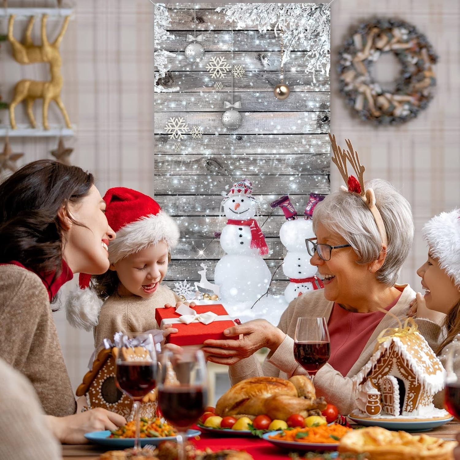 Winter Snowman Door Décor Cover – 71 x 35 Inches, Perfect for Indoor/Outdoor Use