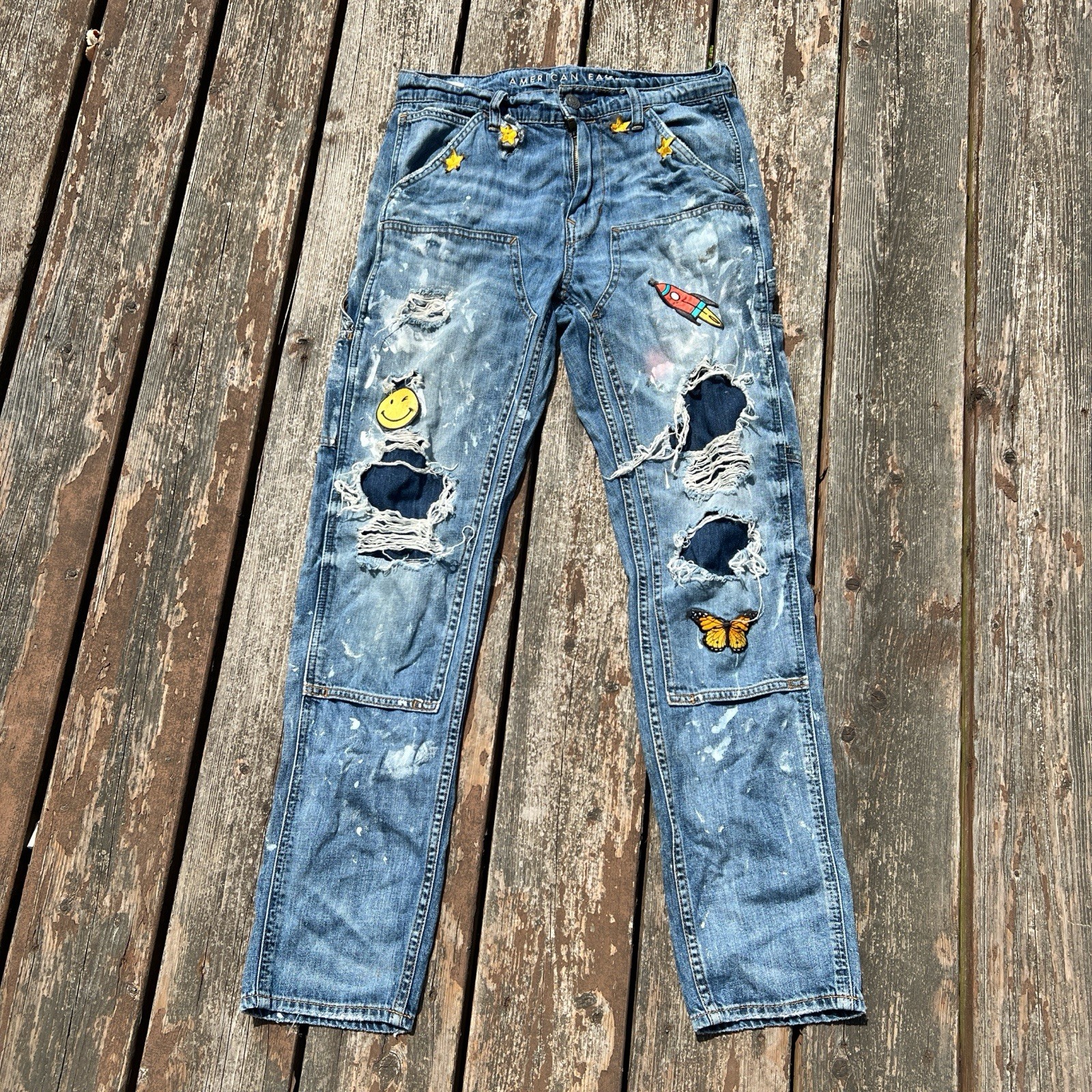 American Eagle Y2K Patchwork Carpenter Double Kne… - image 1