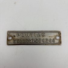Vintage 1965 Pontiac Catalina Metal Identification Tag Automobile Memorabilia Vintage 1965 Pontiac Catalina Metal Identification Tag Automobile Memorabilia