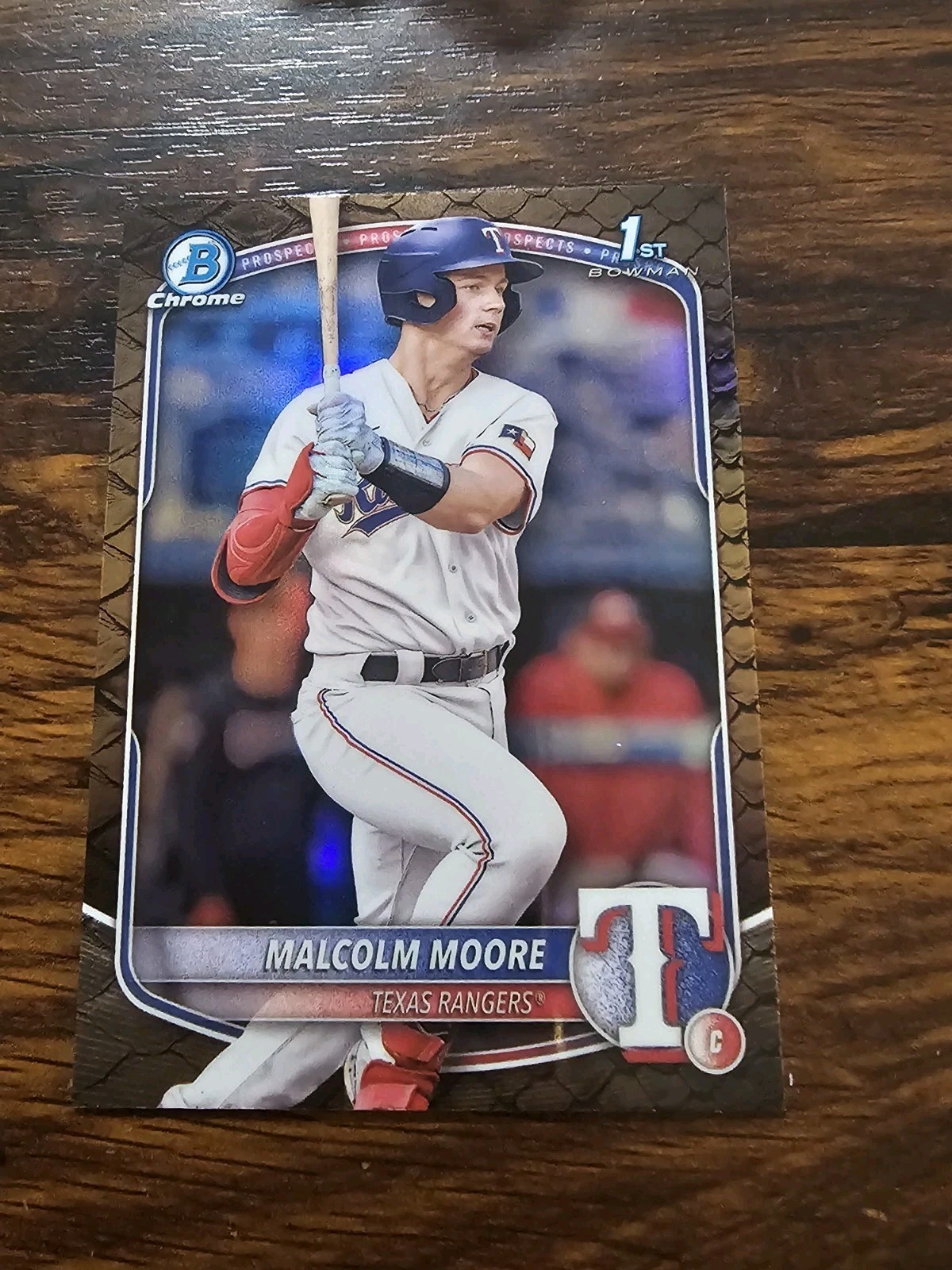 2025 Bowman Malcolm Moore 1st Bowman Chrome Reptilian Refractor #BCP-129 Rangers
