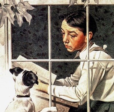 Norman Rockwell Boy & Dog Vintage Art Print - Double-Sided Book Page