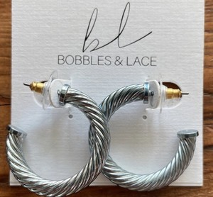 Bobbles And Lace Blue Fashion Hoop Earrings