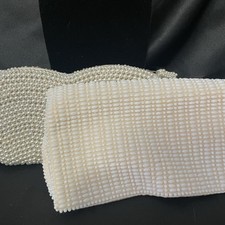 2 Elegant Vintage White Beaded Clutch Bags