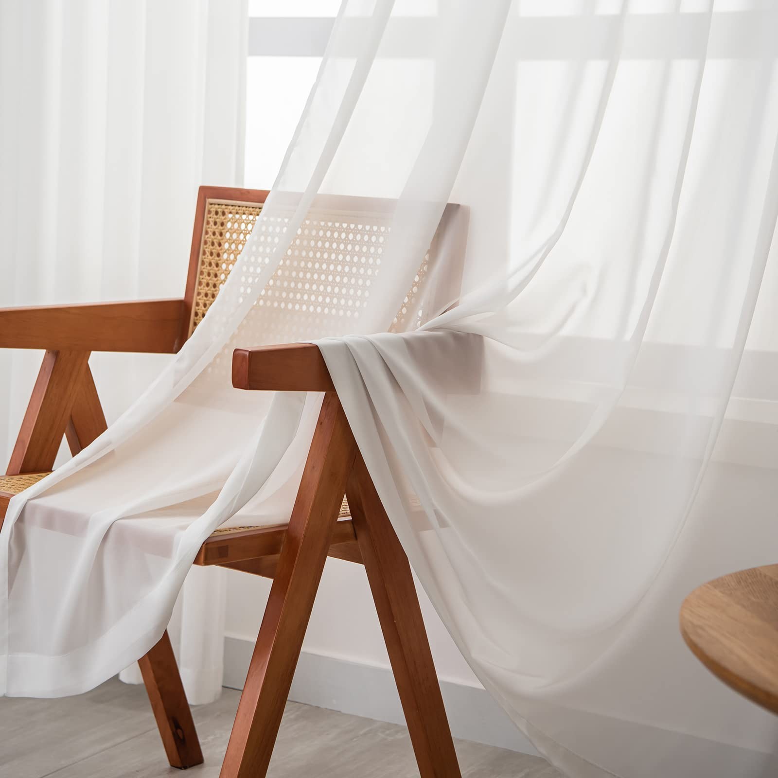 LUGOTAL Off-White 84" Pinch Pleated Sheer Curtains for Living Room thumbnail 4