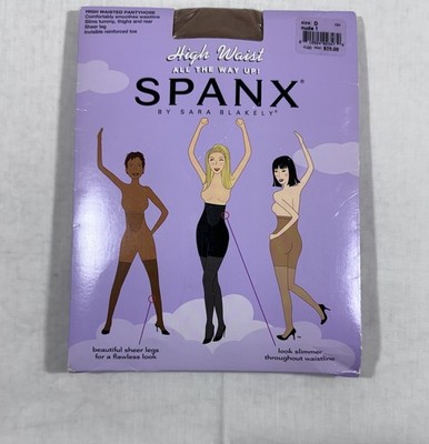 SPANX High Waist All The Way Up Nude Size D Pantyhose Shaping Sheer Leg
