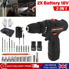 2 Batteries 18V Cordless Drill Combi Driver High Power Electric Screwdriver Set