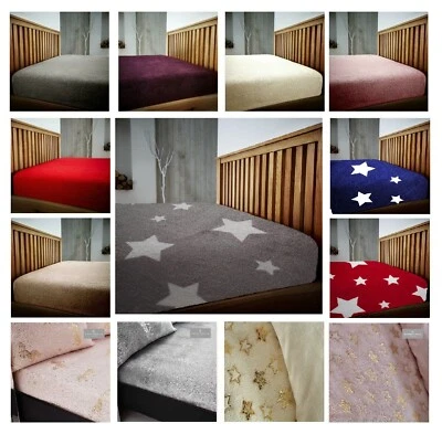 Teddy Bear Fleece Cozy Warm Fitted Bed Sheet Mattress Cover All UK Sizes