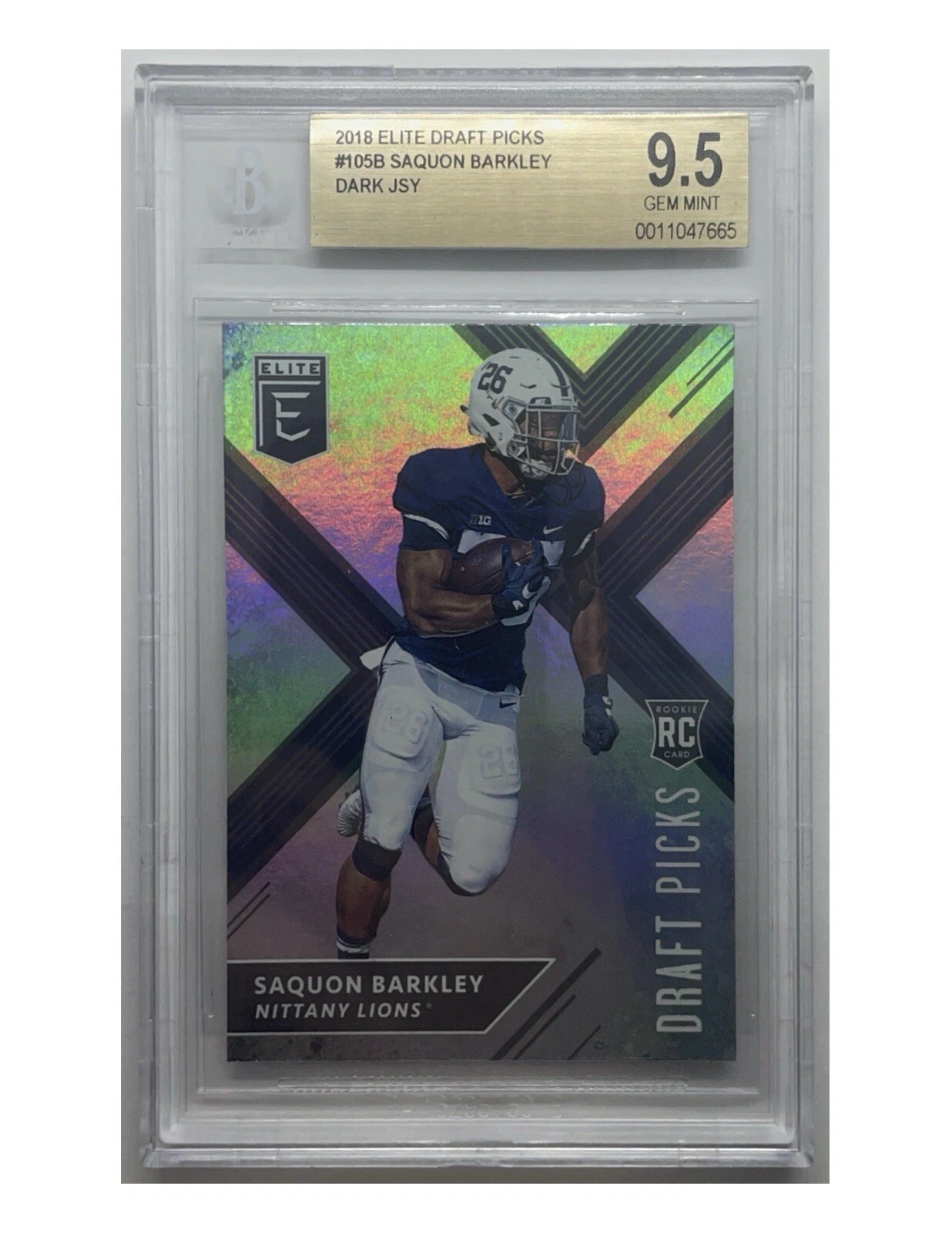 Saquon Barkley Panini Elite Draft Picks Collegiate #105 White Jersey-Aspirations-Red