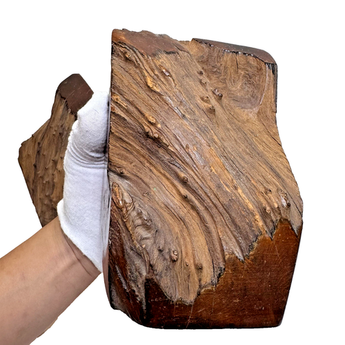 Lotto 2 Fermalibri Vintage MCM Recuperato Legno Massello Burl Pesante 5"x3,75" Circa Usato in Ottime Condizioni - Foto 15 di 22