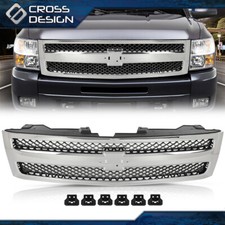 Fit For 2007-2013 Chevy Silverado 1500 Grille Grill Shell W Black Insert