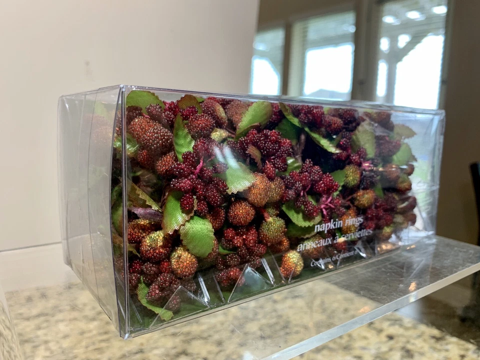 Juego de 6 anillos de servilleta Pier 1 bayas corona vid NUEVO EN CAJA vacaciones otoño Foto 3 de 3