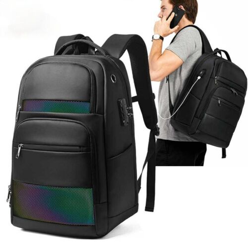 Bunter reflektierender 15,6 Zoll Laptop Herren Diebstahlsicherung Rucksack Schultaschen Reisen - Bild 1 von 16