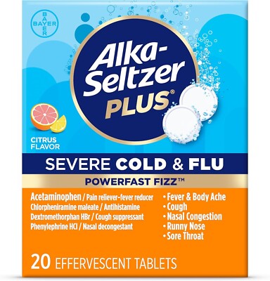 *2 Pack* Alka Seltzer Plus Severe Cold & Flu Powerfast Citrus *READ DESCRIPTION*
